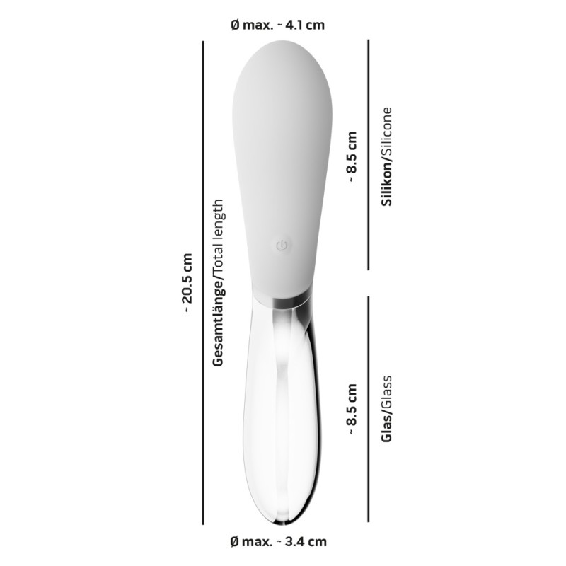 Wibrator podwójny dwustronny szklany masażer 20cm